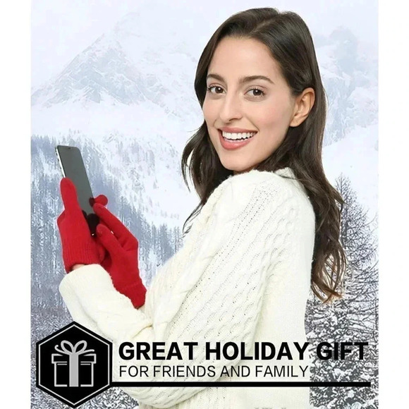 Women's Imported Winter Touchscreen Stretch Thermal  Magic Warm Wool Gloves - Picture 6 of 6